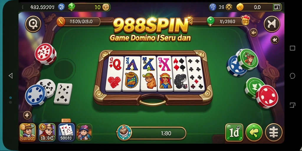 Tampilan menawan dari gameplay Domino di 988SPIN.
