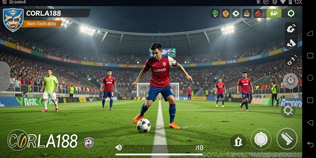 Gameplay seru dalam CORLA188 dengan aksi sepak bola menarik.