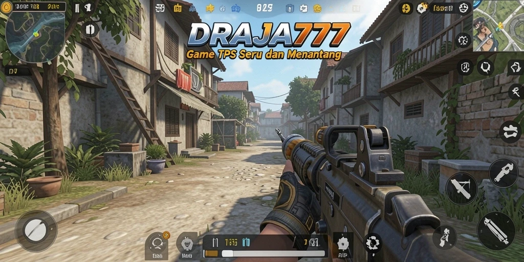 Tampilan gameplay DRAJA777 dengan aksi tembak-menembak yang mendebarkan.