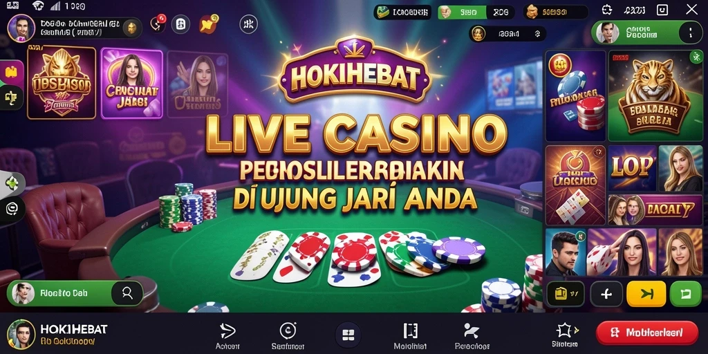 Screenshot HOKIHEBAT menunjukkan dealer langsung dan gameplay yang menarik.