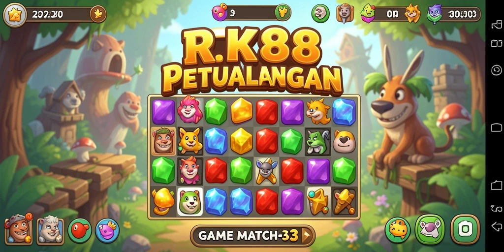 Tampilan gameplay RK88 yang menantang dan berwarna-warni.
